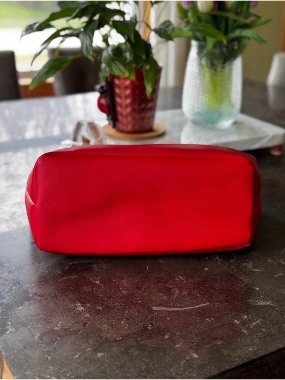 NWT Nautica Tote Bag - Bright Red with Tan Handles